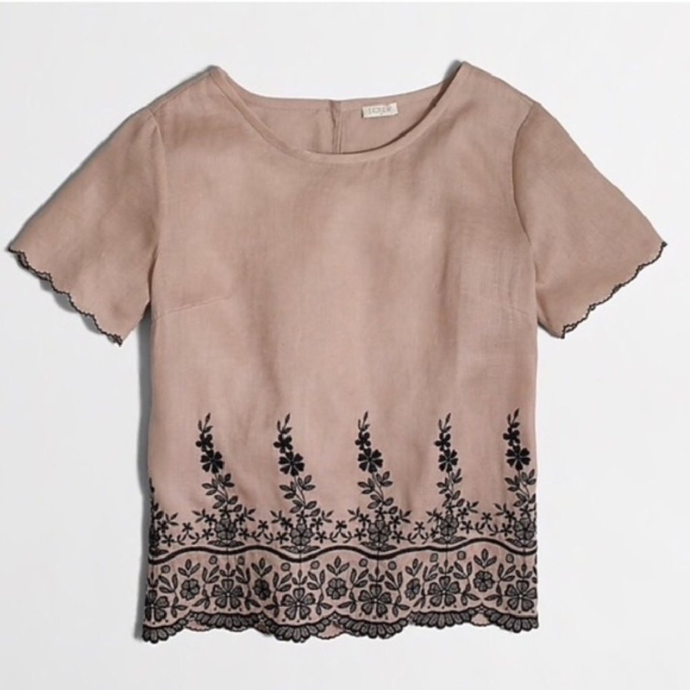 J. Crew Factory Women's Scalloped Embroidered Top